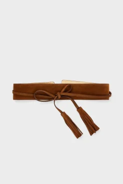 ORNA - Wide suede leather belt with tassels