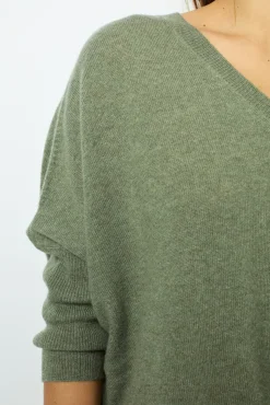 Oversized Khaki cashmere sweater - JOURDAN