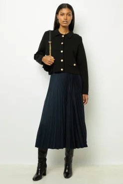 Plain pleated midi skirt - CHARLENE