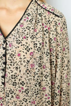 Printed V-neck straight dress - SALINE