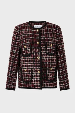 Red tweed jacket with braid - MAIWENN