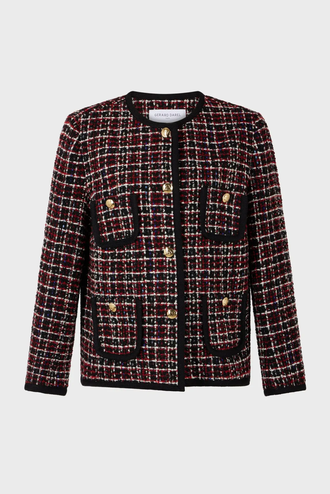 Red tweed jacket with braid - MAIWENN
