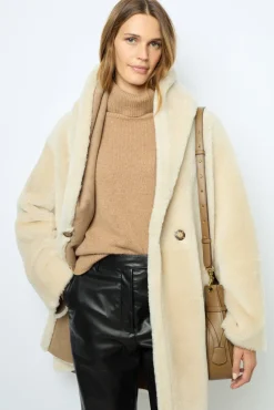 Reversible shearling coat with shawl collar - LEOCADIE