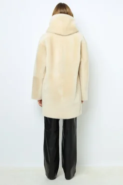 Reversible shearling coat with shawl collar - LEOCADIE