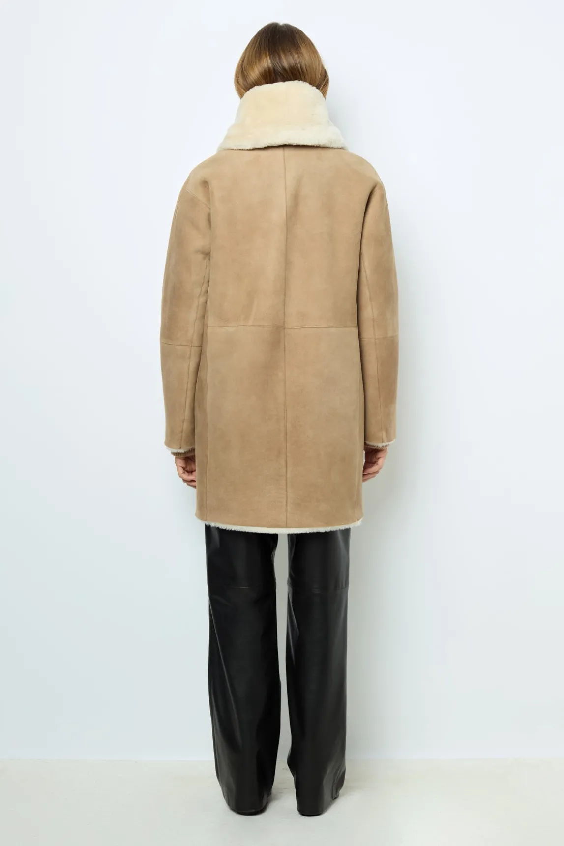 Reversible shearling coat with shawl collar - LEOCADIE