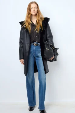 Reversible shearling hooded coat - LETITIA