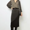 Satin midi skirt - CORALINE