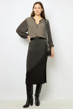 Satin midi skirt - CORALINE