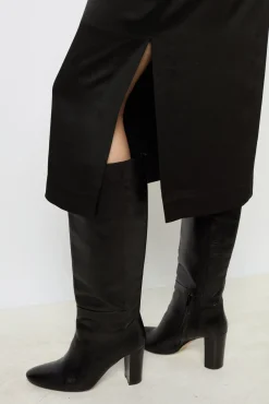 Satin midi skirt - CORALINE