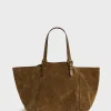 Shopping bag in suede leather metallic inside - SIMPLE BAG