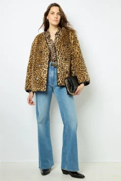 Short coat with leopard print - LAISSA