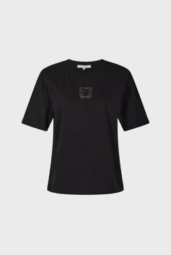Short sleeve T-shirt with studded logo - ANOUCHE
