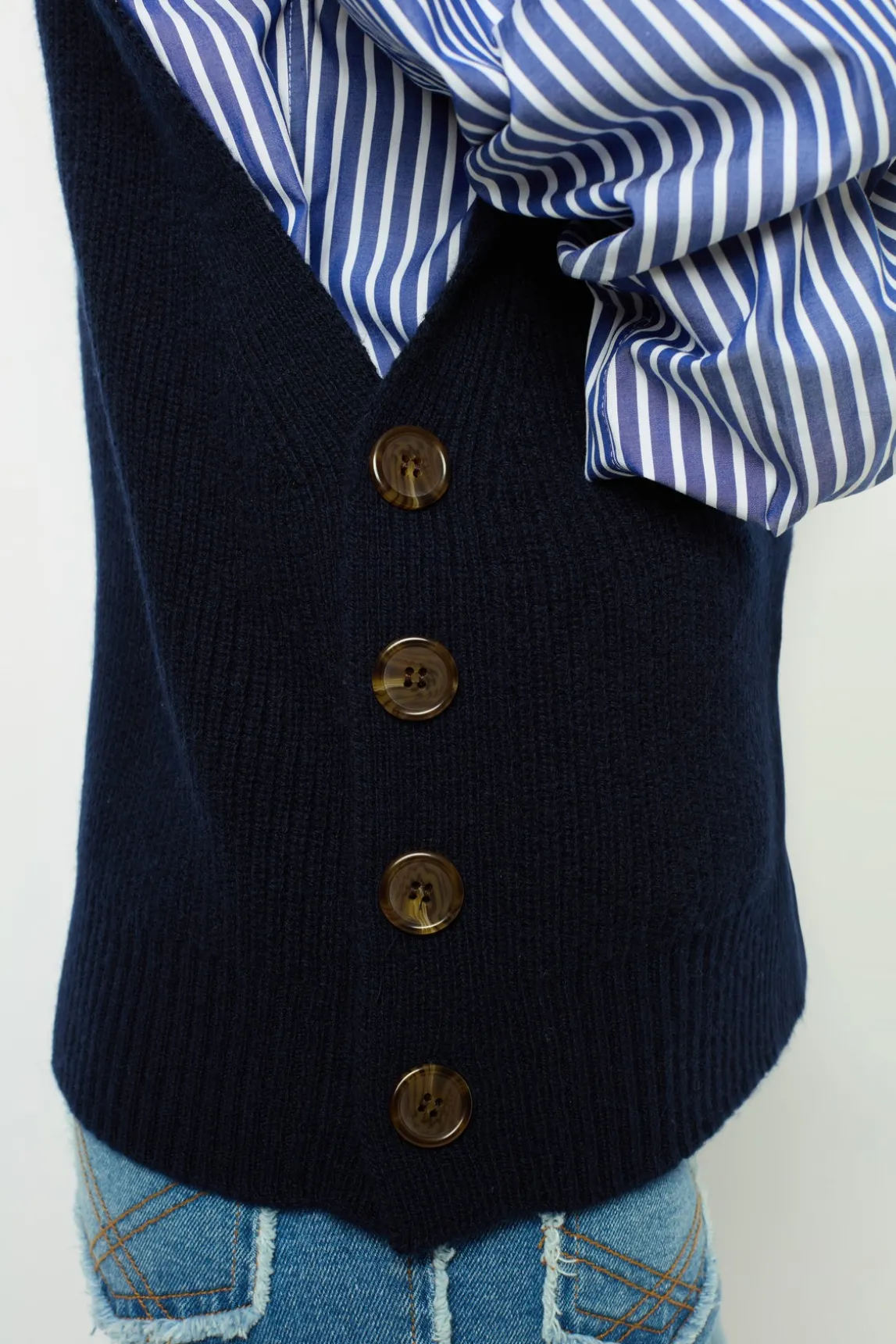 Sleeveless wool ribbed V-neck sweater - LUCCIA