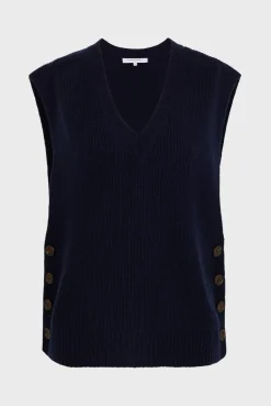 Sleeveless wool ribbed V-neck sweater - LUCCIA