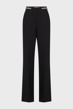 Soft wide-leg pants with rhinestone - NUALA