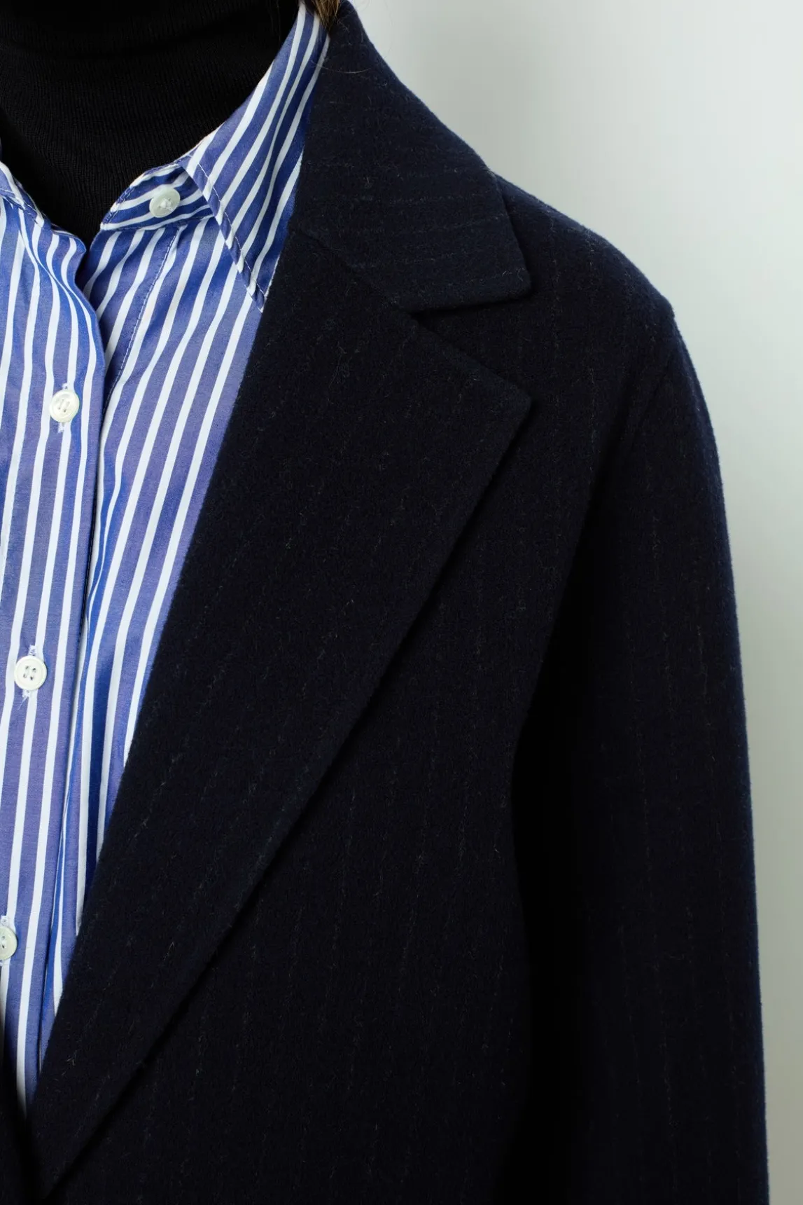 Straight cut coats with fine stripes - LASSIA