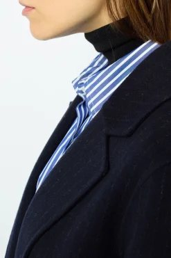 Straight cut coats with fine stripes - LASSIA