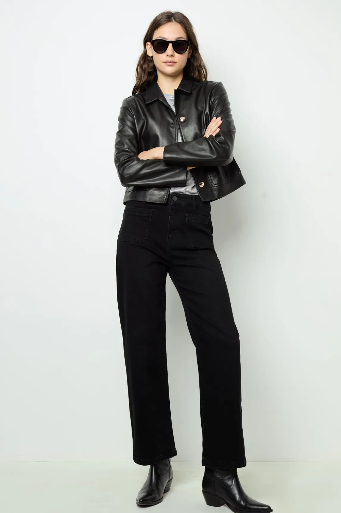 Straight-leg, wide black jeans - NEVAE