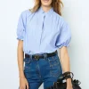 Striped popelin blouse - BERTINIA