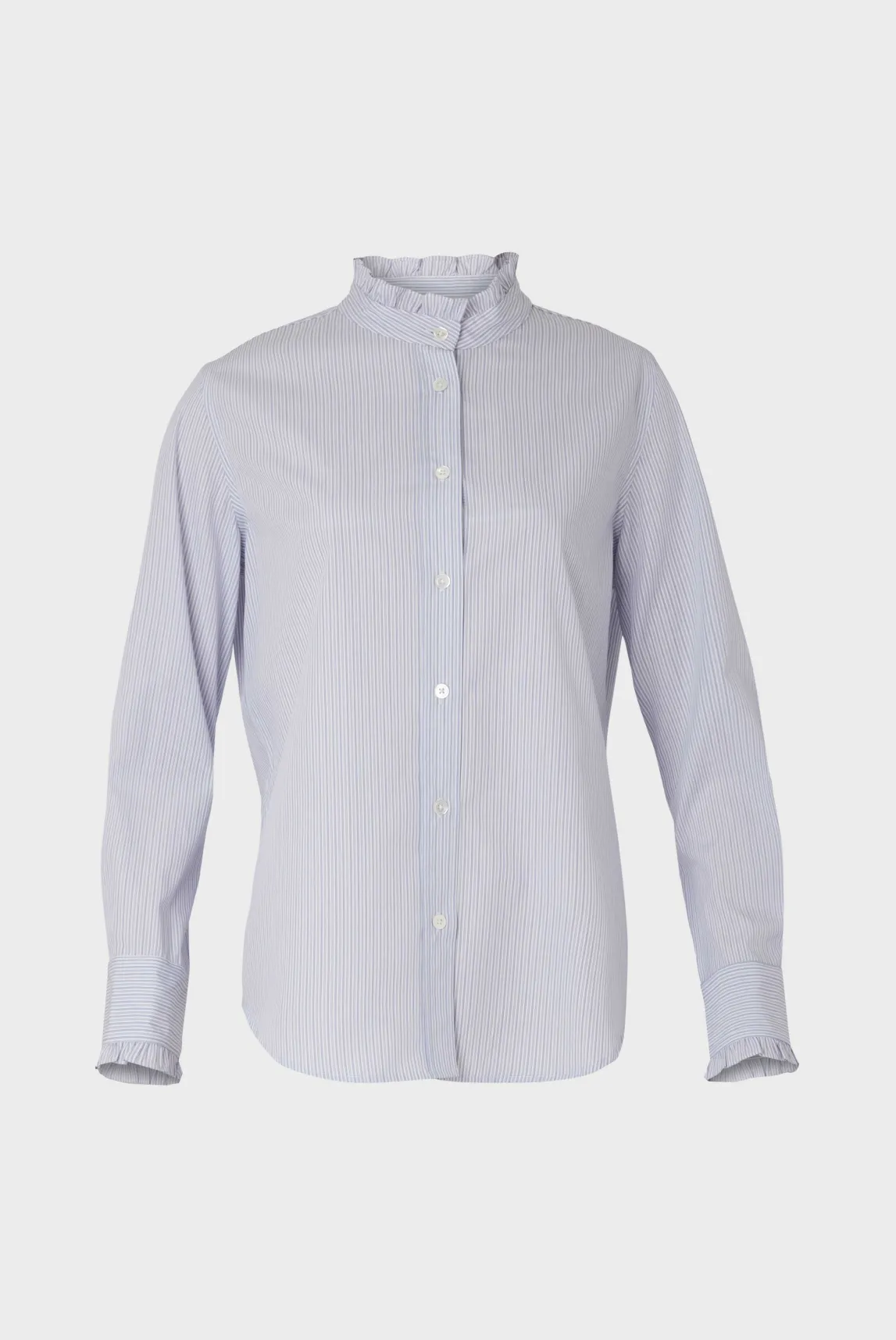 Striped poplin shirt with stand up collar - CALYPSO