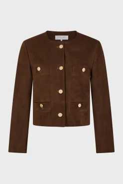Suede collarless jacket - BELINA
