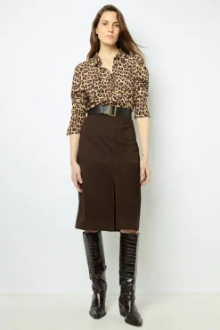 Suede straight skirt - CHARLIE