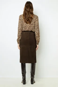 Suede straight skirt - CHARLIE