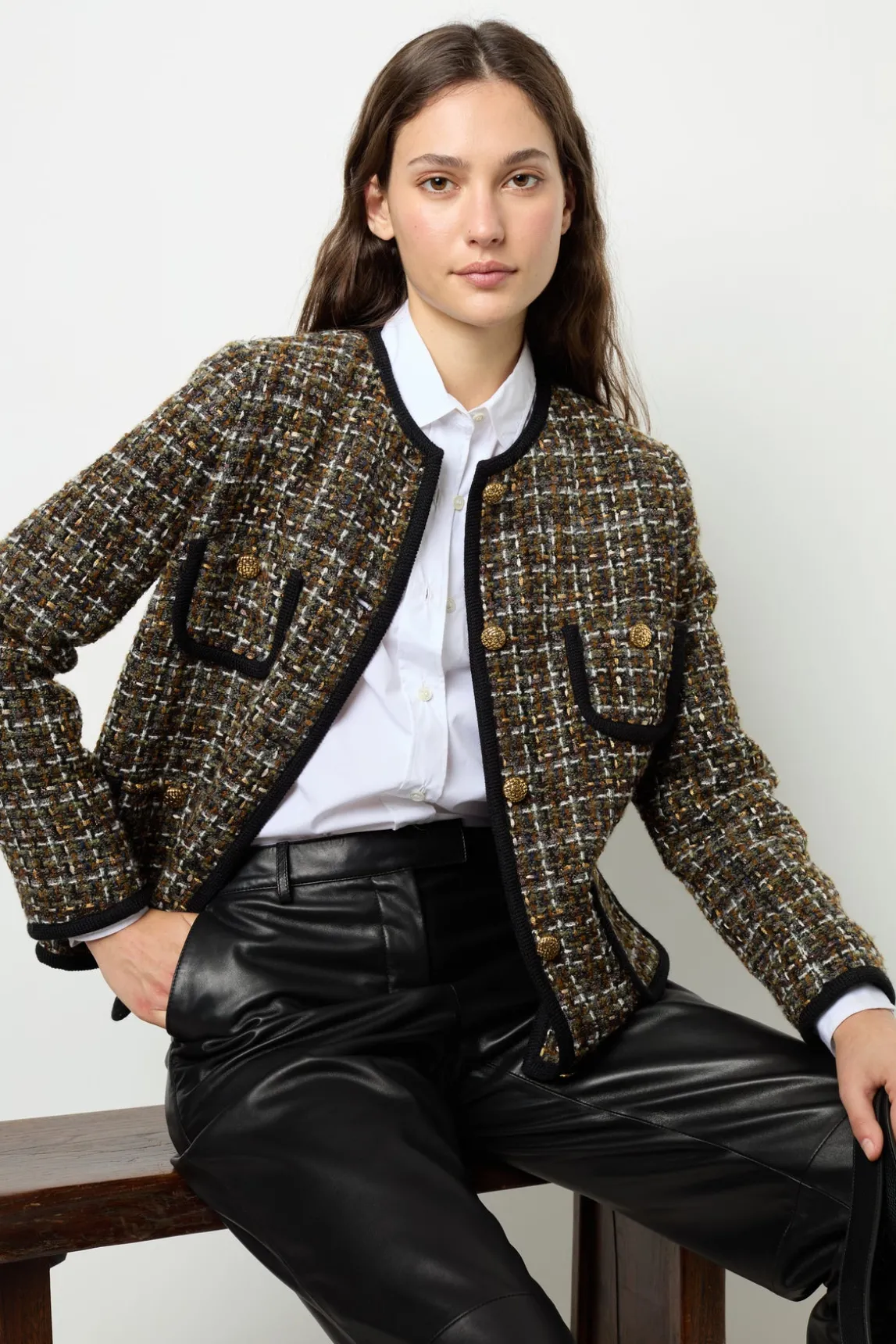 Tweed jacket with braid - MARGAUX