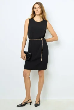 Waisted dress with gold chain - SAYANNA