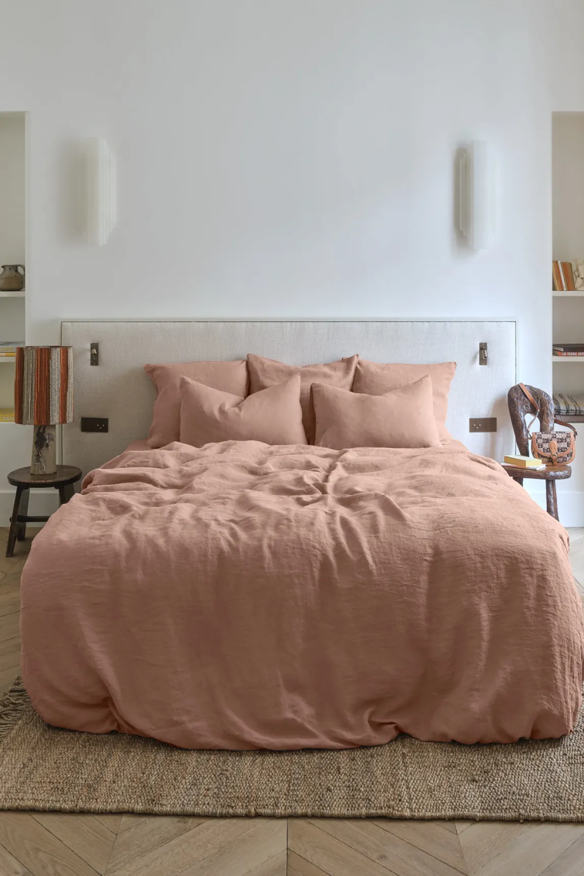 Washed linen duvet cover - antique rose