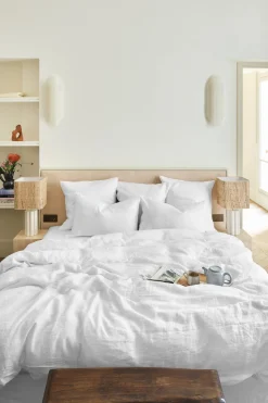 Washed linen duvet cover - white