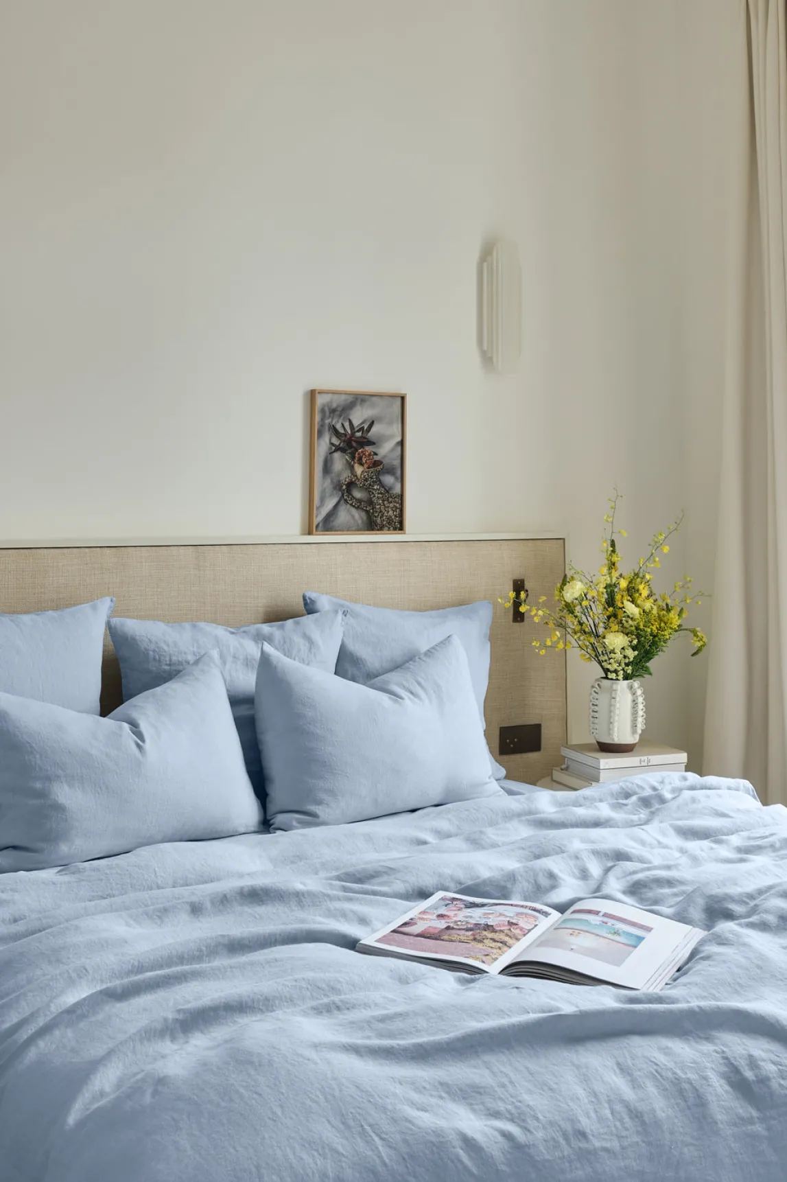 Washed linen duvet cover - sky blue