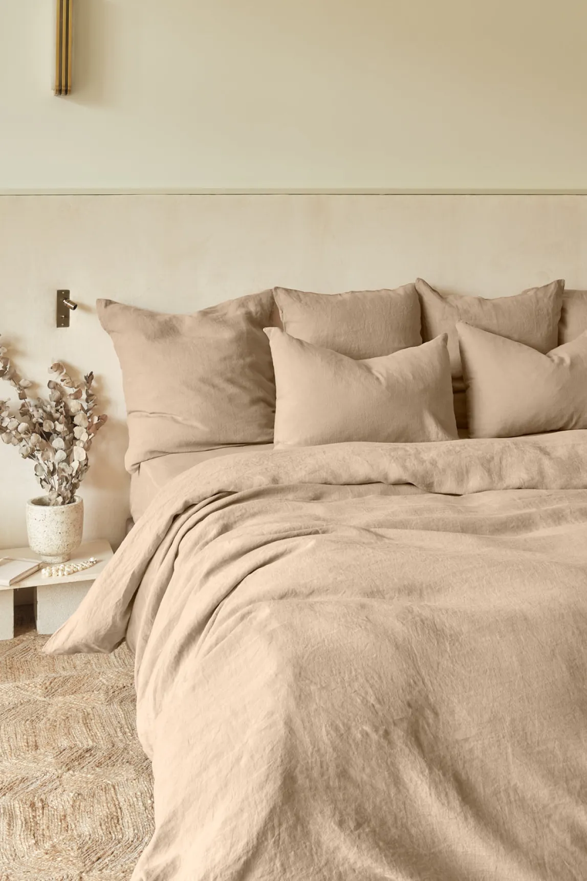 Washed linen duvet cover - light brown