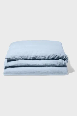 Washed linen duvet cover - sky blue