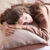 Washed linen pillowcase - light brown