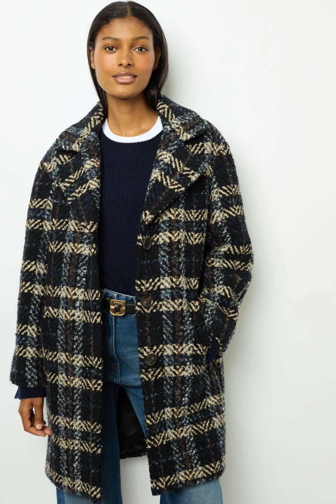 Wide check coat - LEONETTE