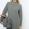 Wool and cashmere stand up collar dress - SOLIA