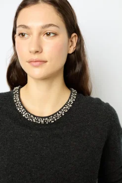 Wool sweater with jewel - JOCELYNE