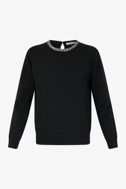 Wool sweater with jewel - JOCELYNE