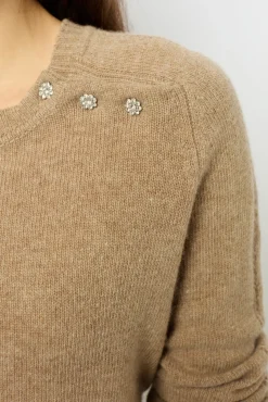 Wool sweater with rhineston