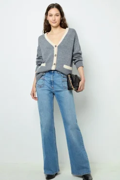 Wool two-coloured cardigan - JANNICE